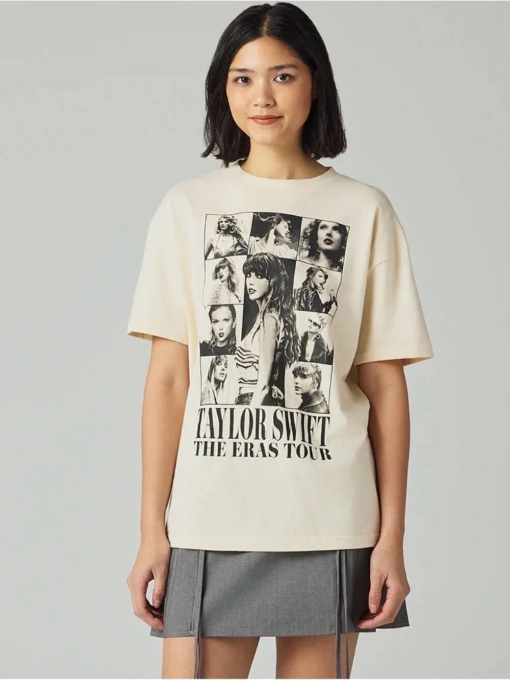 Taylor Swift Cream Eras Tour Graphic Print Short Sleeve Cotton Tee
